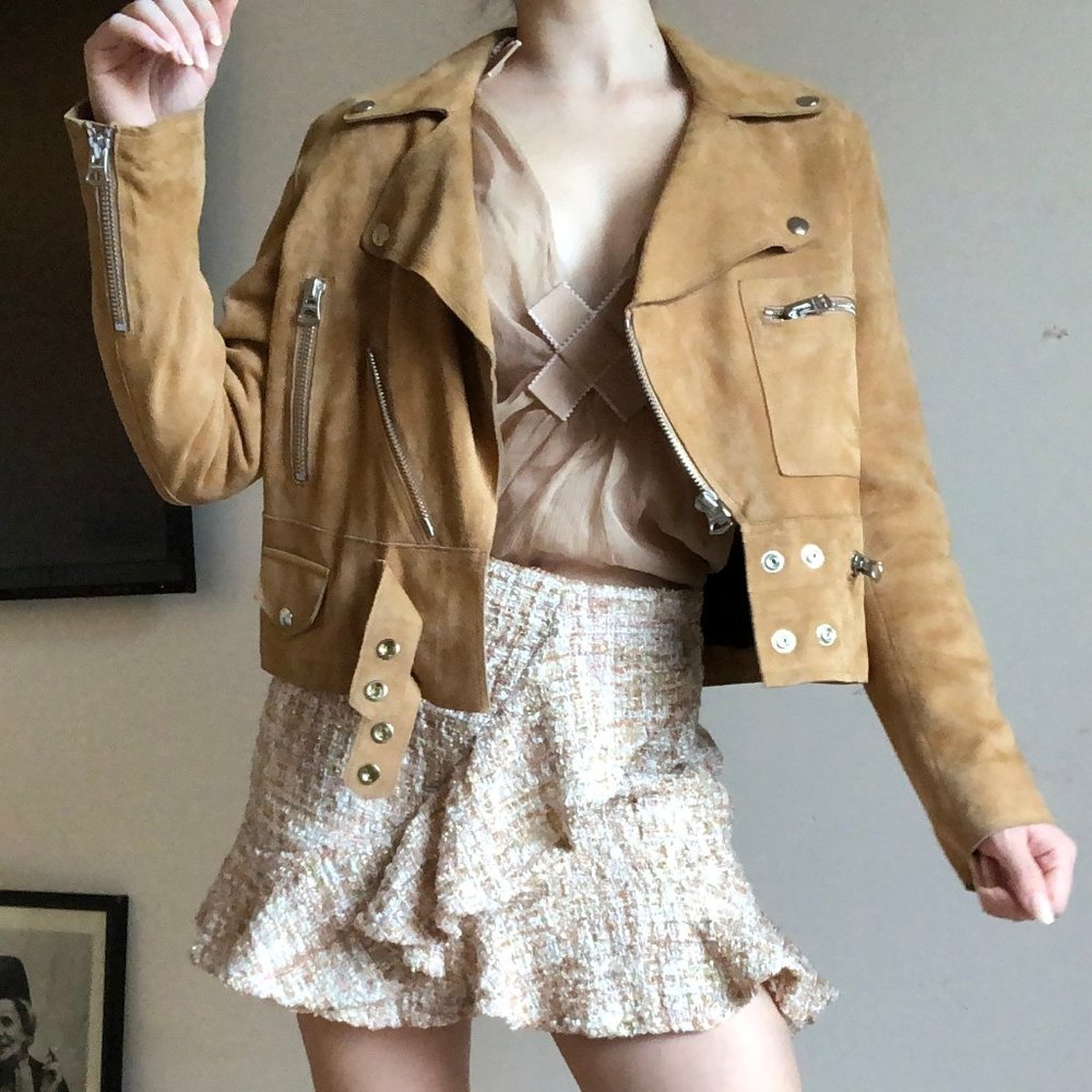 Acne Studios Suede Biker Motorcycle Jacket Camel - Picture 1 of 7